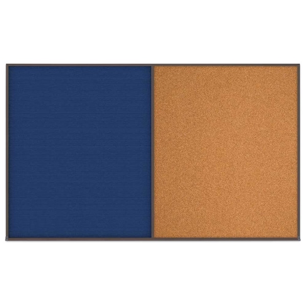 United Visual Products Double Door Radius Corkboard, 42"x32", Sat, UV70025RC-SATIN-PEARL UV70025RC-SATIN-PEARL - main